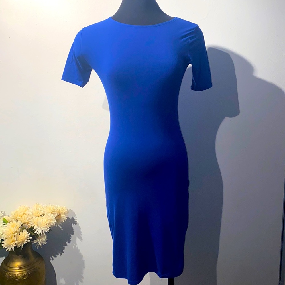 Royal blue bodycon midi dress
